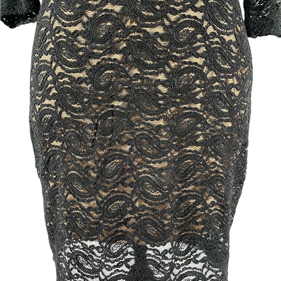 Foreign Exchange Black Lace Body-con mini Cocktail Dress lined, Med, New - Picture 5 of 9